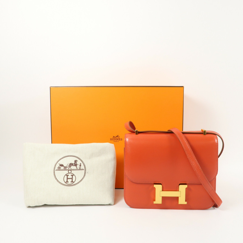 HERMES Tadelakt皮革Constance Mini肩背袋Sanguine-9