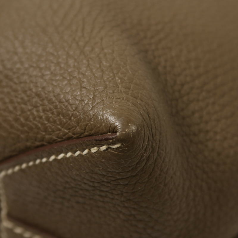 HERMES Clemence皮革Cabasellier 31手挽袋Etoupe-9