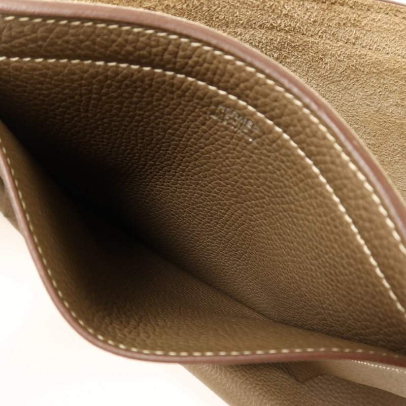 HERMES Clemence皮革Cabasellier 31手挽袋Etoupe-11