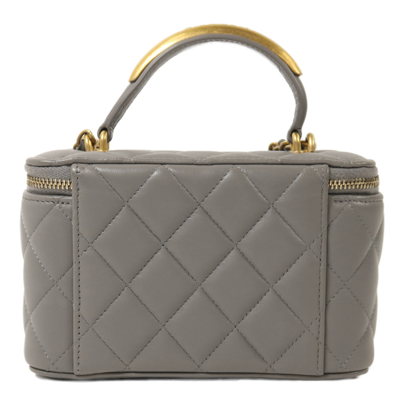 CHANEL 羊皮皮革Vanity Case金扣鏈帶手挽肩背兩用袋-1