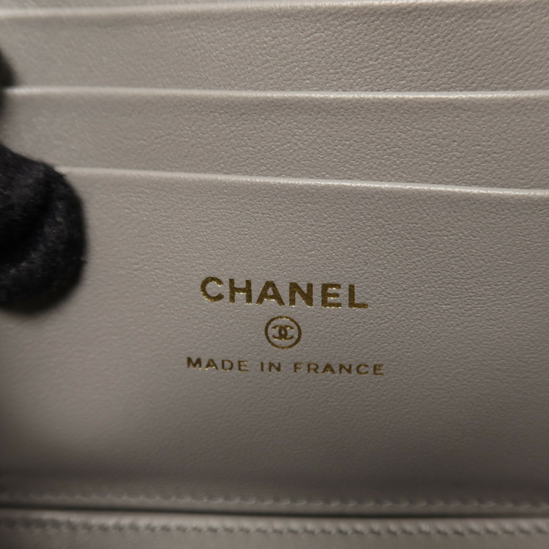 CHANEL 羊皮皮革Vanity Case金扣鏈帶手挽肩背兩用袋-5