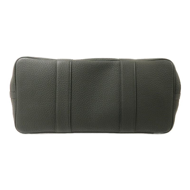 HERMES 帆布GardenParty PM銀扣手挽袋Vert Amande/Trench-3