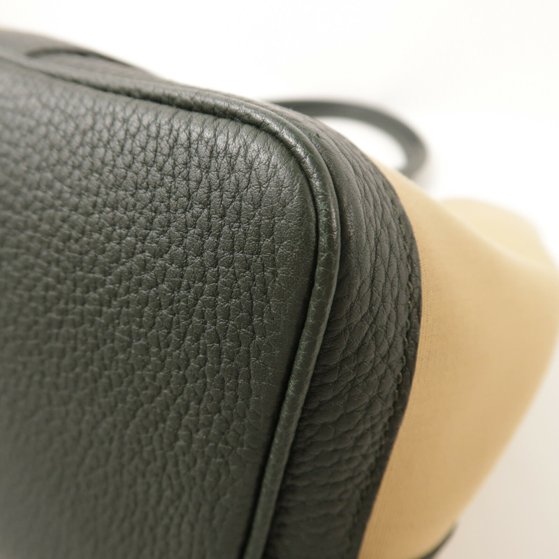 HERMES 帆布GardenParty PM銀扣手挽袋Vert Amande/Trench-13