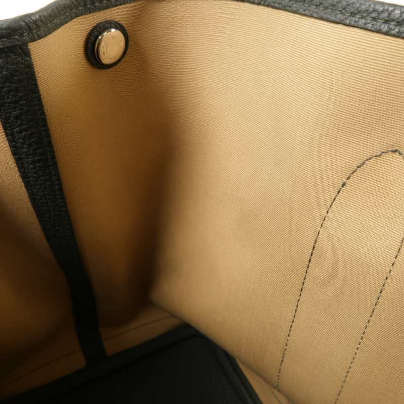 HERMES 帆布GardenParty PM銀扣手挽袋Vert Amande/Trench-14