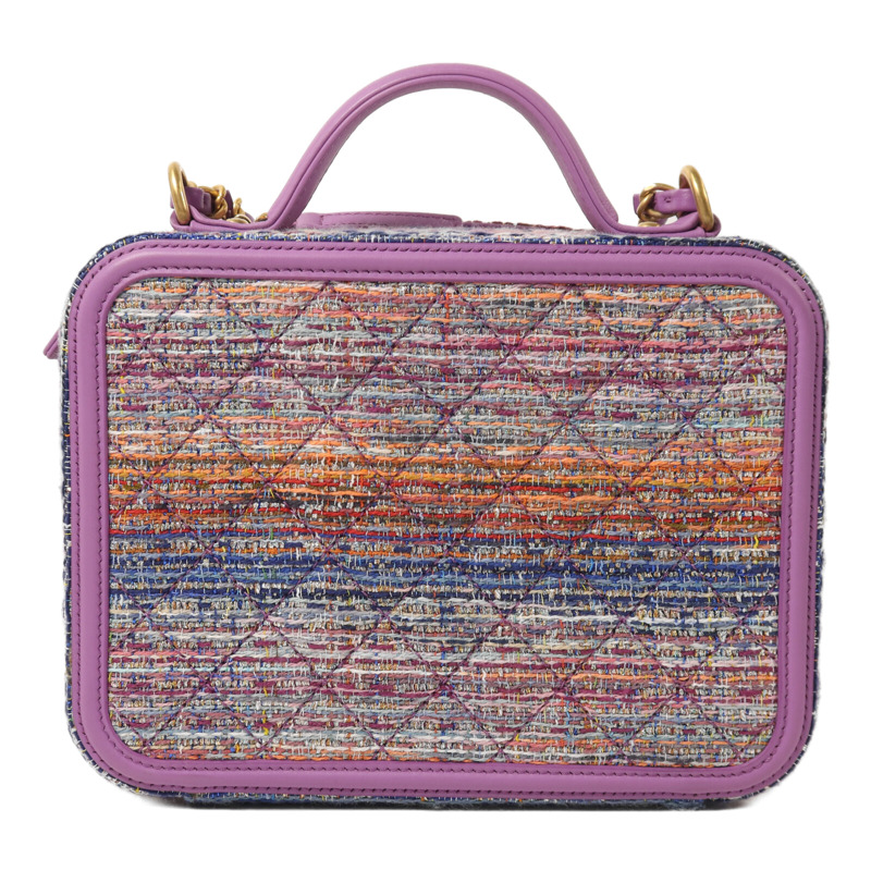 CHANEL Tweed Medium Vanity Case金扣鏈帶手挽肩背兩用袋-1