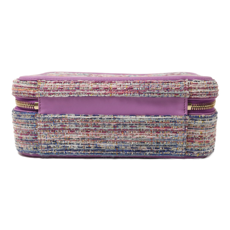 CHANEL Tweed Medium Vanity Case金扣鏈帶手挽肩背兩用袋-3