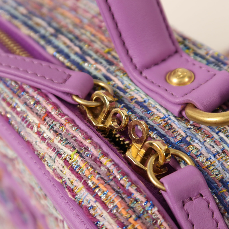 CHANEL Tweed Medium Vanity Case金扣鏈帶手挽肩背兩用袋-12