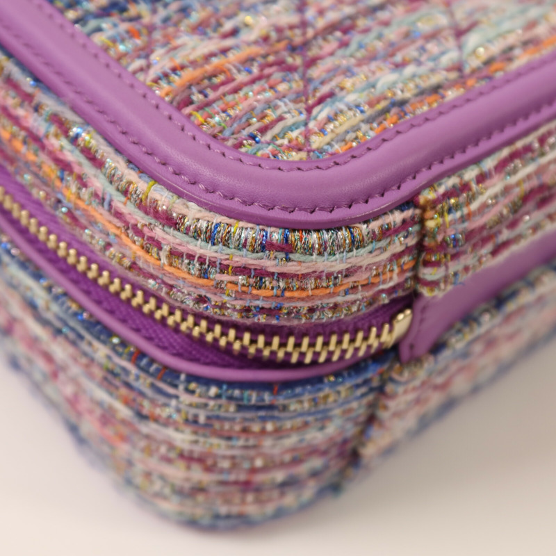 CHANEL Tweed Medium Vanity Case金扣鏈帶手挽肩背兩用袋-13