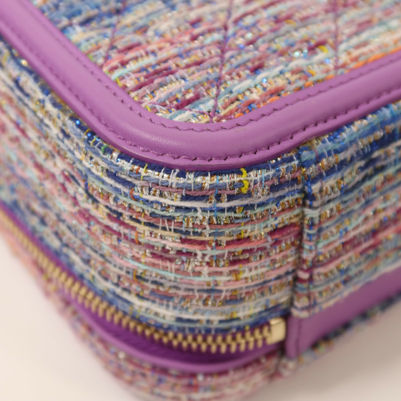 CHANEL Tweed Medium Vanity Case金扣鏈帶手挽肩背兩用袋-15