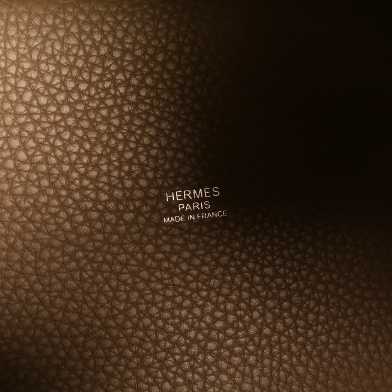 HERMES Clemence皮革Picotin PM銀扣手挽袋Etoupe-5