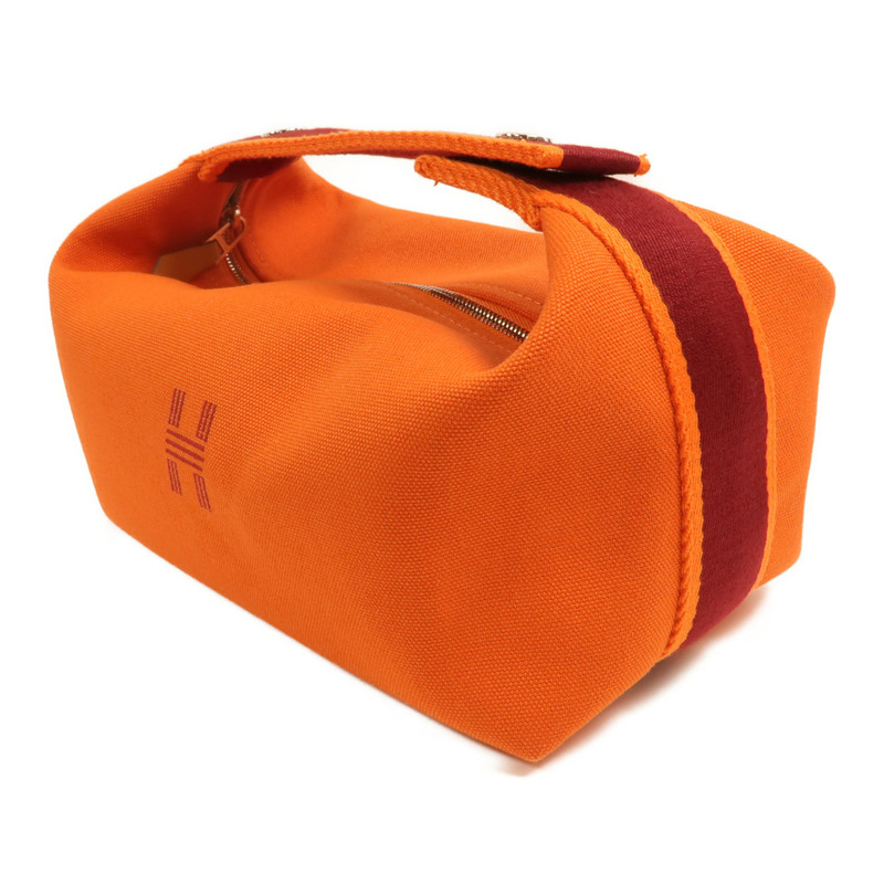 HERMES 帆布Bride A Brac Case PM銀扣手挽袋Orange-2