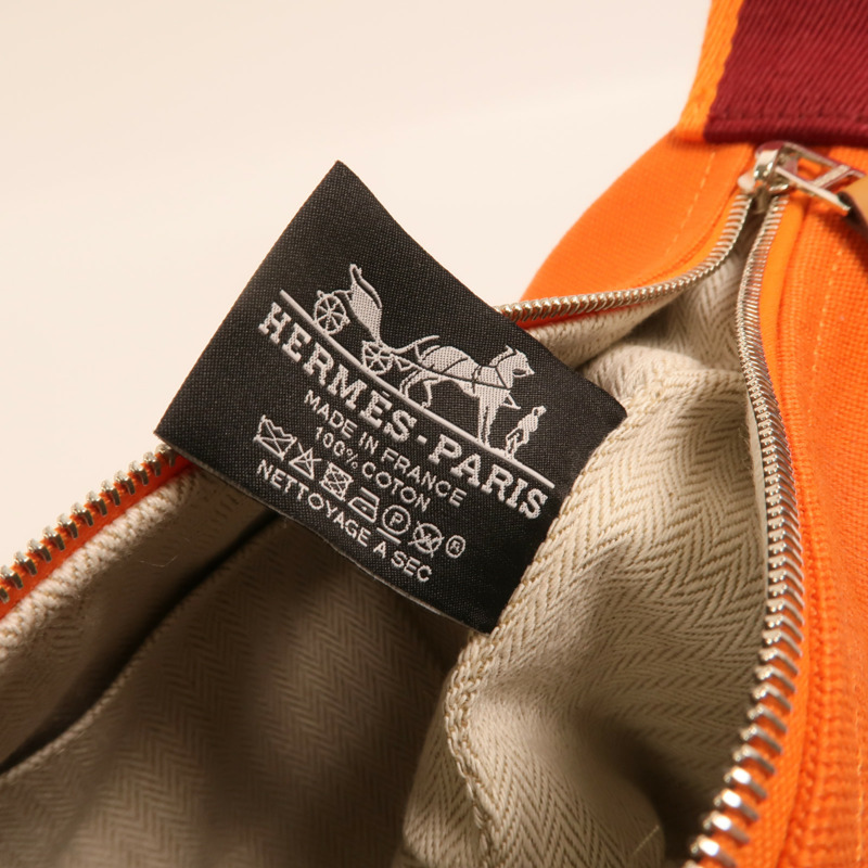 HERMES 帆布Bride A Brac Case PM銀扣手挽袋Orange-5