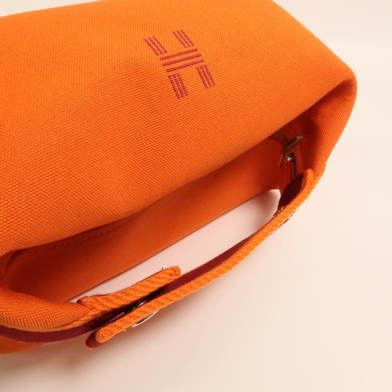 HERMES 帆布Bride A Brac Case PM銀扣手挽袋Orange-7
