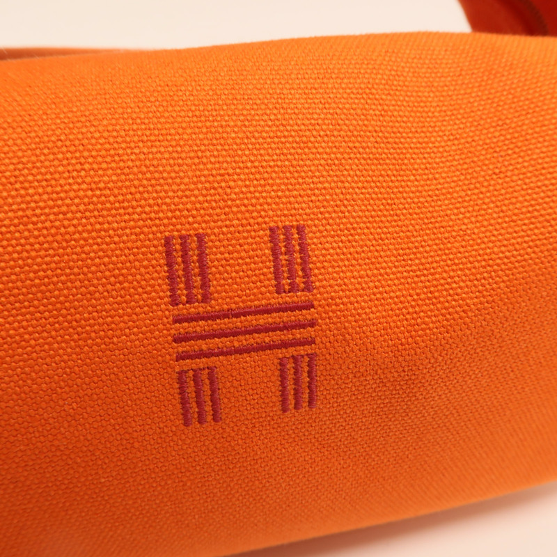 HERMES 帆布Bride A Brac Case PM銀扣手挽袋Orange-8