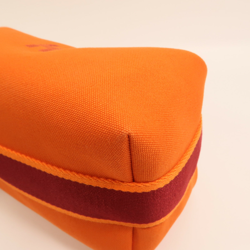 HERMES 帆布Bride A Brac Case PM銀扣手挽袋Orange-9