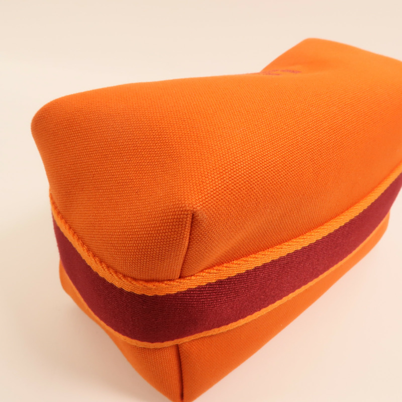 HERMES 帆布Bride A Brac Case PM銀扣手挽袋Orange-10