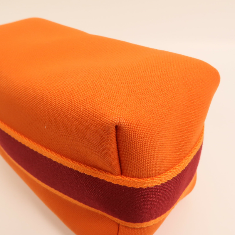 HERMES 帆布Bride A Brac Case PM銀扣手挽袋Orange-11