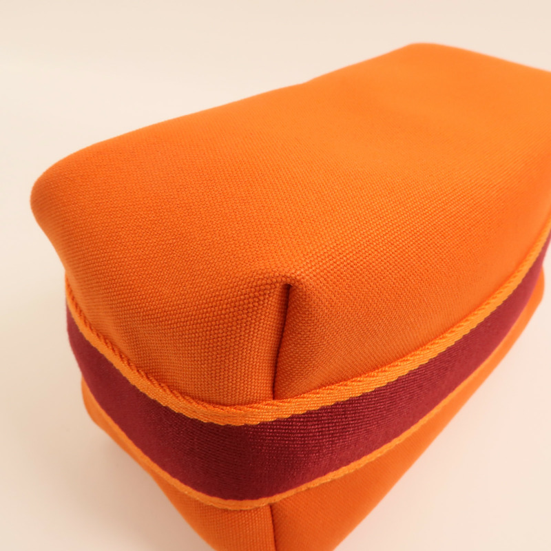 HERMES 帆布Bride A Brac Case PM銀扣手挽袋Orange-12