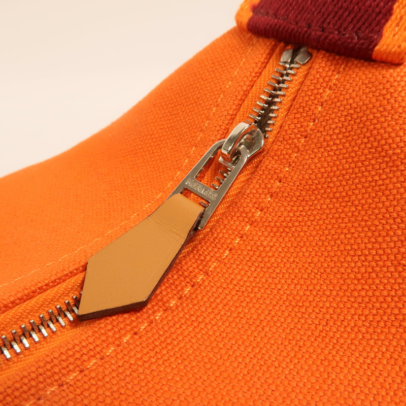 HERMES 帆布Bride A Brac Case PM銀扣手挽袋Orange-14