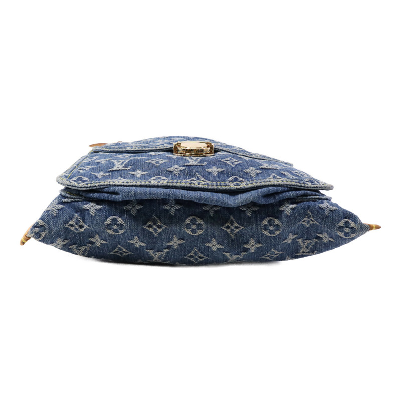 LOUIS VUITTON Monogram Denim Flat Shopper金扣手挽袋-3