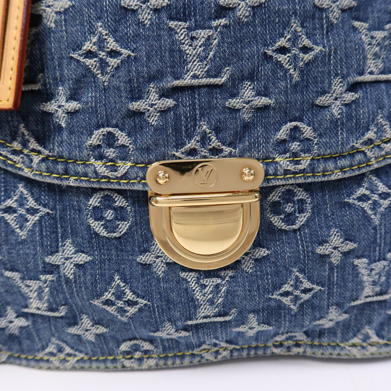 LOUIS VUITTON Monogram Denim Flat Shopper金扣手挽袋-13