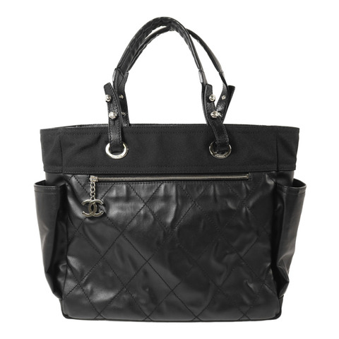 CHANEL 塗層帆布Paris-Biarritz Tote Bag銀扣手挽袋