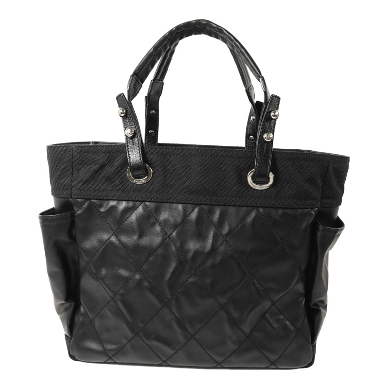 CHANEL 塗層帆布Paris-Biarritz Tote Bag銀扣手挽袋-1