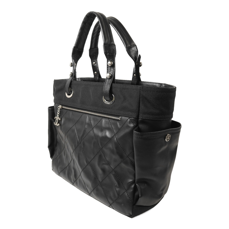 CHANEL 塗層帆布Paris-Biarritz Tote Bag銀扣手挽袋-2