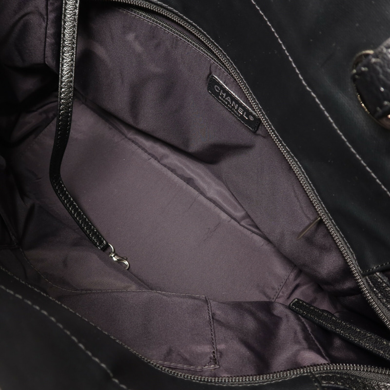 CHANEL 塗層帆布Paris-Biarritz Tote Bag銀扣手挽袋-4