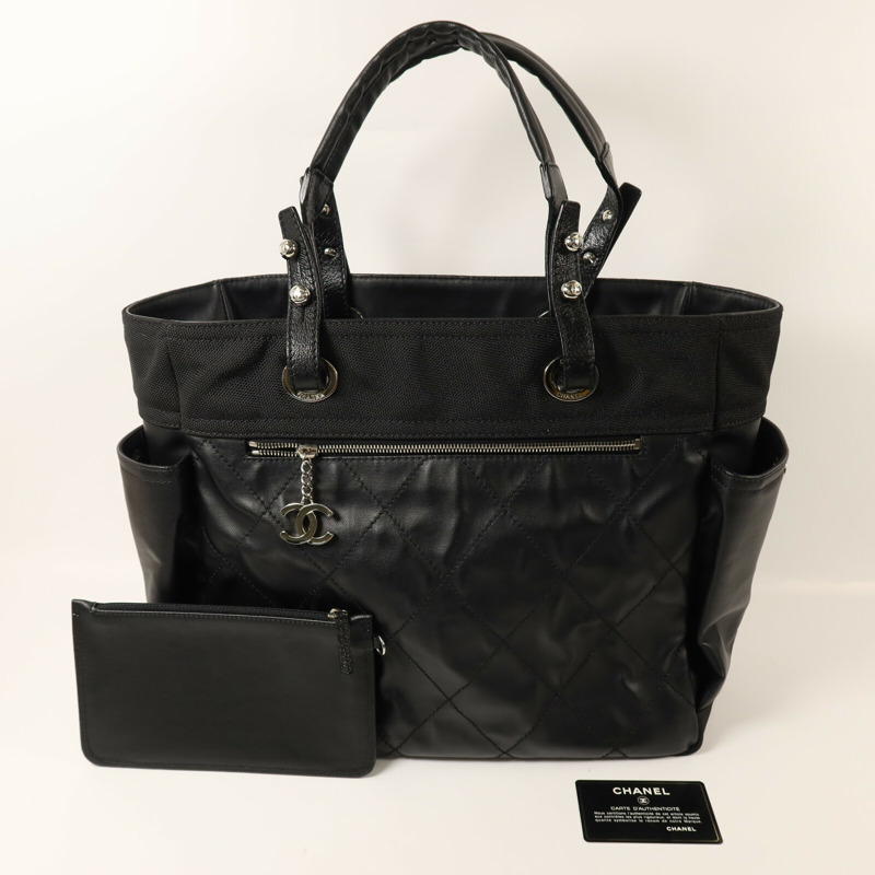 CHANEL 塗層帆布Paris-Biarritz Tote Bag銀扣手挽袋-9