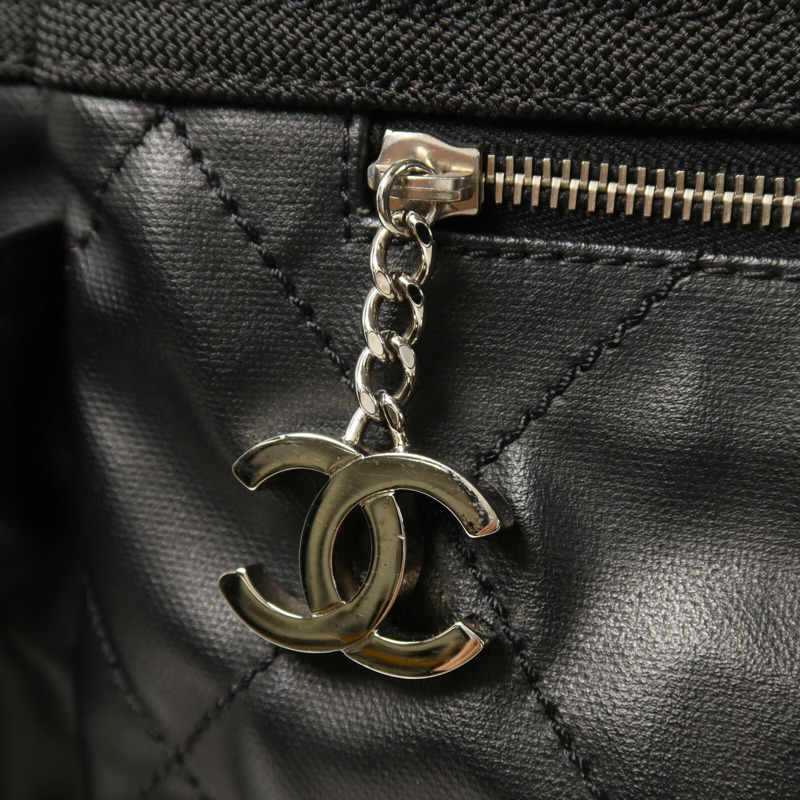 CHANEL 塗層帆布Paris-Biarritz Tote Bag銀扣手挽袋-10