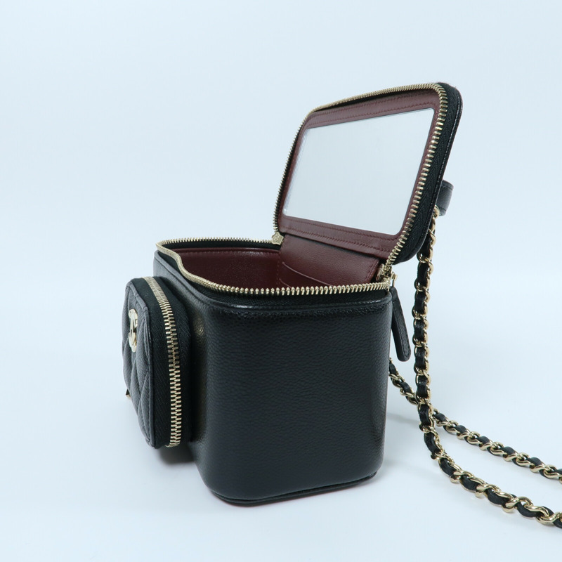 CHANEL 牛皮皮革Vanity Case鏈帶手挽肩背兩用袋-8