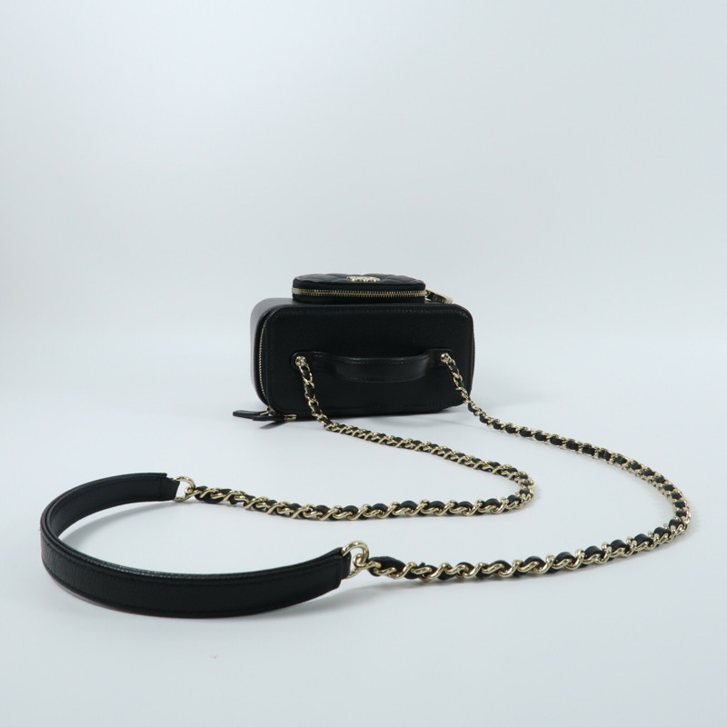 CHANEL 牛皮皮革Vanity Case鏈帶手挽肩背兩用袋-9