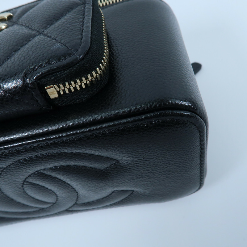 CHANEL 牛皮皮革Vanity Case鏈帶手挽肩背兩用袋-12