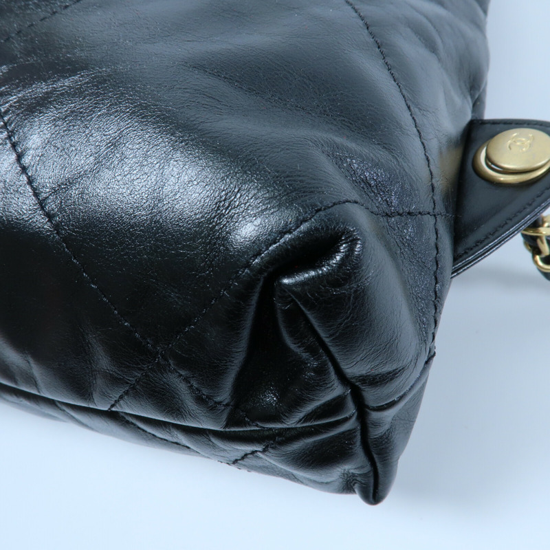 CHANEL 牛皮皮革Chanel 22 Backpack鏈帶背包-13