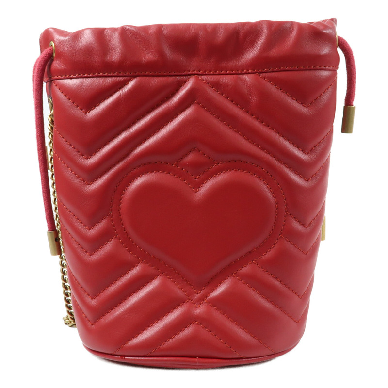 GUCCI 牛皮皮革GG Marmont Bucket鏈帶肩背袋-1