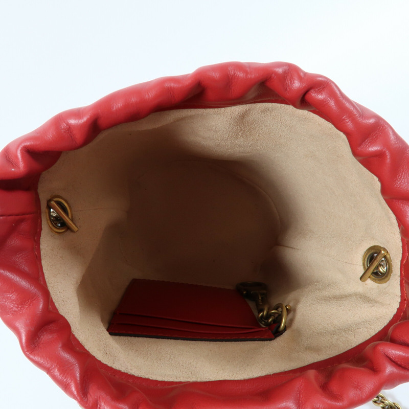 GUCCI 牛皮皮革GG Marmont Bucket鏈帶肩背袋-4