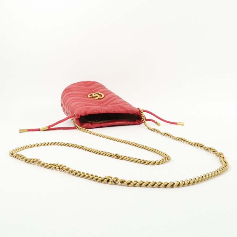 GUCCI 牛皮皮革GG Marmont Bucket鏈帶肩背袋-7