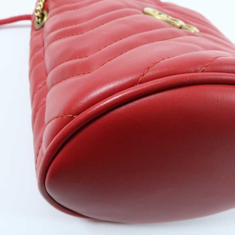 GUCCI 牛皮皮革GG Marmont Bucket鏈帶肩背袋-8