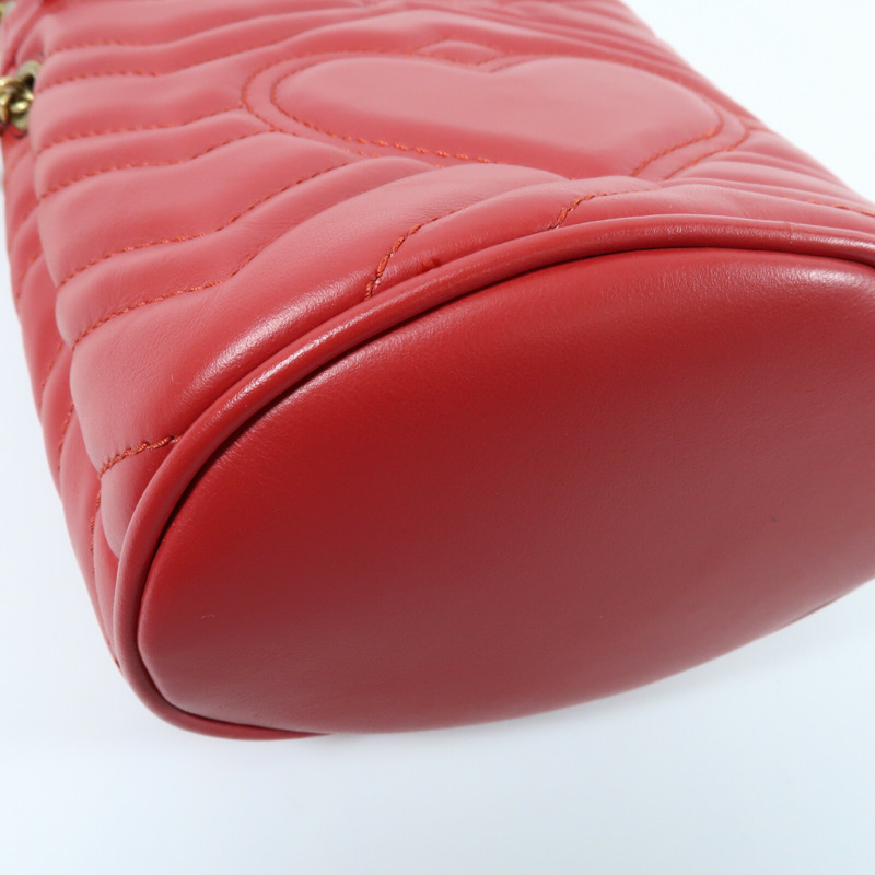 GUCCI 牛皮皮革GG Marmont Bucket鏈帶肩背袋-9