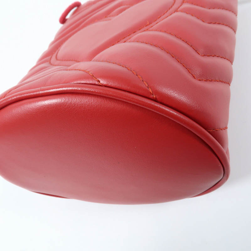 GUCCI 牛皮皮革GG Marmont Bucket鏈帶肩背袋-10