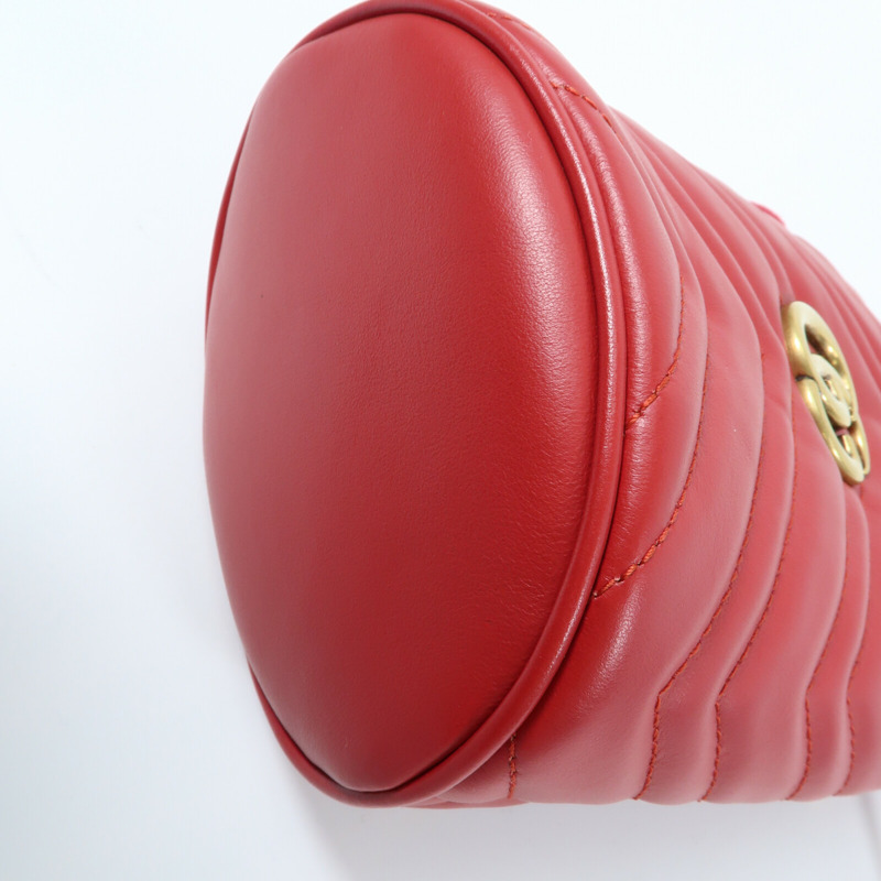 GUCCI 牛皮皮革GG Marmont Bucket鏈帶肩背袋-11