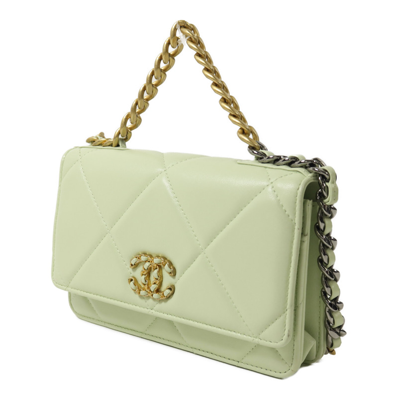 CHANEL 羊皮皮革Chanel 19 Wallet On Chain鏈帶手挽肩背兩用袋-2