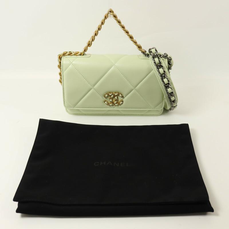 CHANEL 羊皮皮革Chanel 19 Wallet On Chain鏈帶手挽肩背兩用袋-9