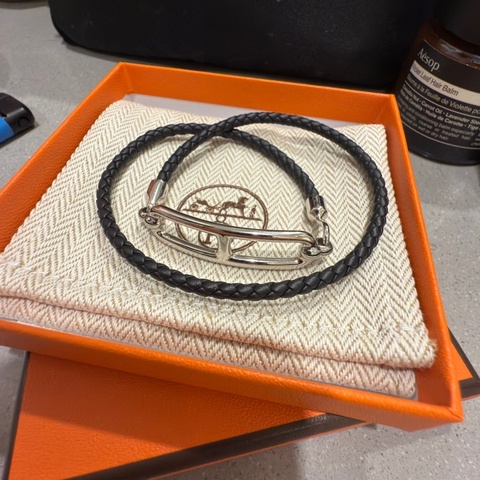 Hermes Roulis Double Tour Bracelet Black/Silver