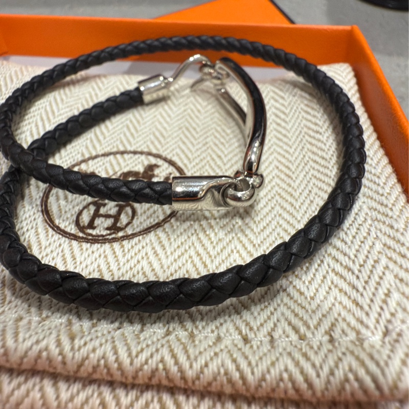 Hermes Roulis Double Tour Bracelet Black/Silver-2