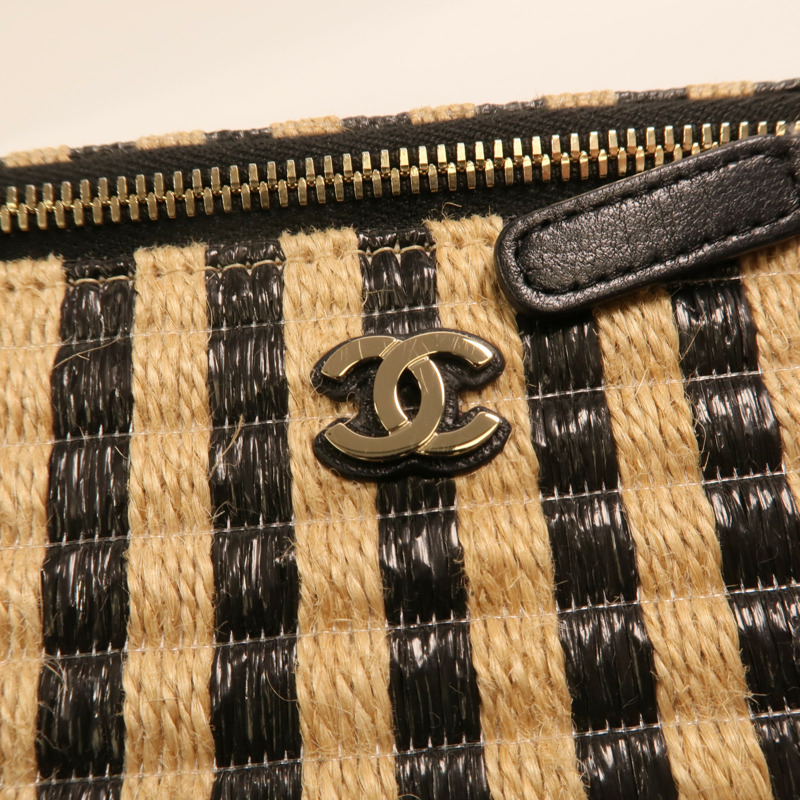 CHANEL Raffia Vanity Case金扣鏈帶肩背袋-8