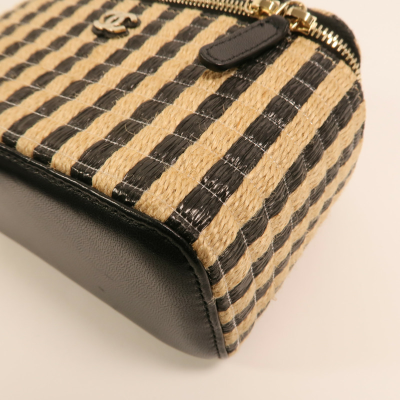 CHANEL Raffia Vanity Case金扣鏈帶肩背袋-10