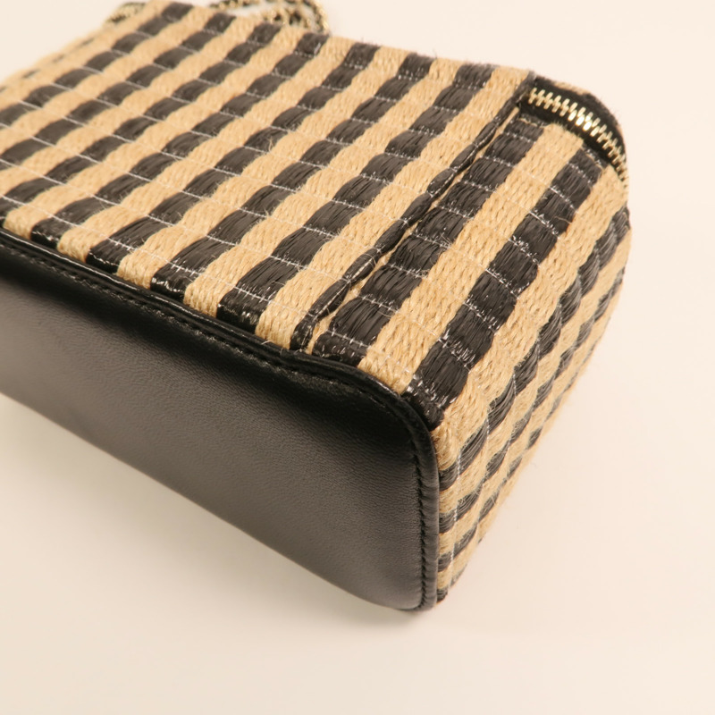 CHANEL Raffia Vanity Case金扣鏈帶肩背袋-12