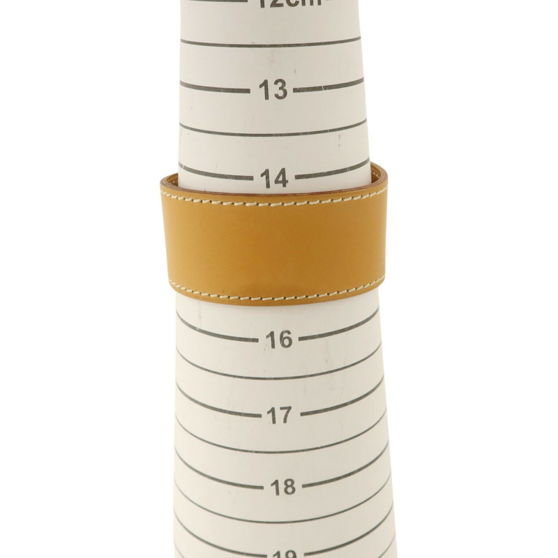 HERMES Barenia皮革Clou De Selle銀扣手鐲Natural Sable-8